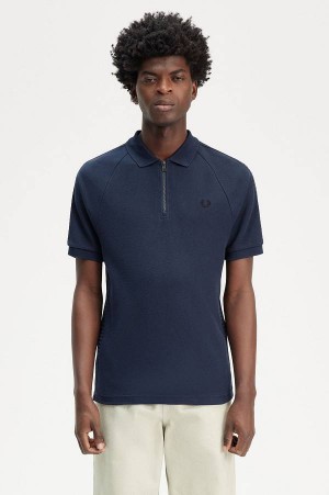 Fred Perry Honeycomb Taped Polo Shirt Dark Carbon | FP69896