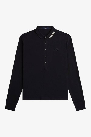 Fred Perry Honeycomb Texture Polo Shirt Black | FP69870