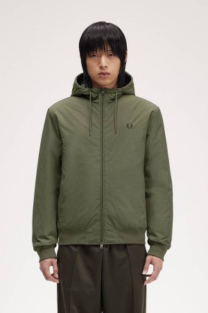 Fred Perry Hooded Brentham Jacket Laurel Wreath Green | FP69845