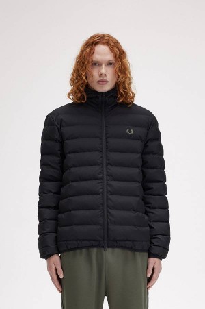 Fred Perry Hooded Insulated Jacket Black | FP69847