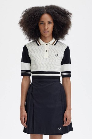 Fred Perry Jacquard Knitted Shirt Ecru | FP70567