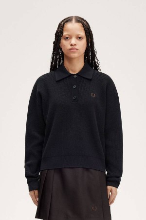 Fred Perry Knitted Shirt Black | FP70582