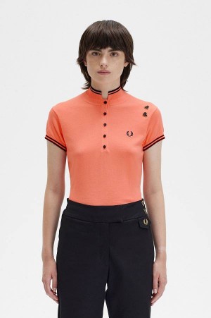 Fred Perry Knitted Shirt Coral Heat | FP70575