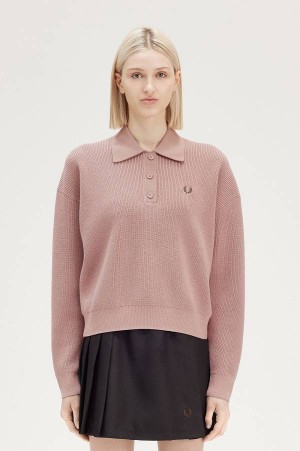 Fred Perry Knitted Shirt Dark Pink | FP70591