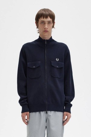 Fred Perry Knitted Track Jacket Navy | FP70115