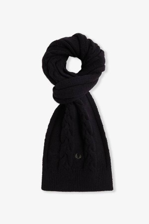 Fred Perry Lambswool Cable Scarf Black | FP70413