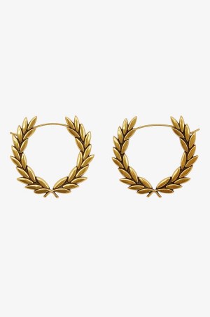 Fred Perry Laurel Wreath Earrings Gold | FP70474