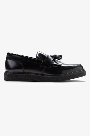 Fred Perry Leather Tassel Loafer Black | FP70387