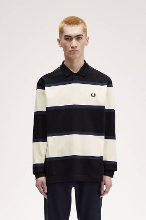Fred Perry Long Sleeve Polo Shirt Ecru | FP69974