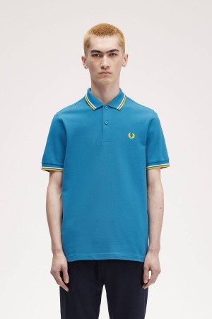 Fred Perry M3600 Runaway Bay Ocean/Snow White/Honeycomb | FP70010