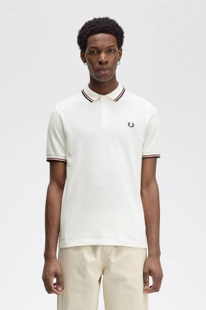 Fred Perry M3600 Snow White/Burnt Red/Navy | FP70044