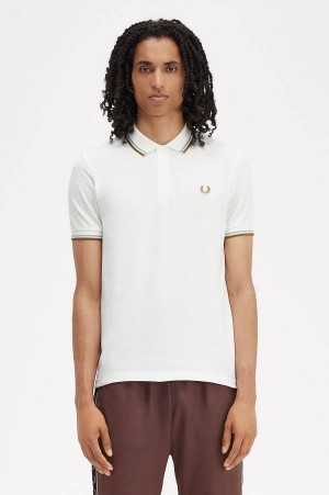 Fred Perry M3600 Snow White/Silver Blue/Dark Caramel | FP69879
