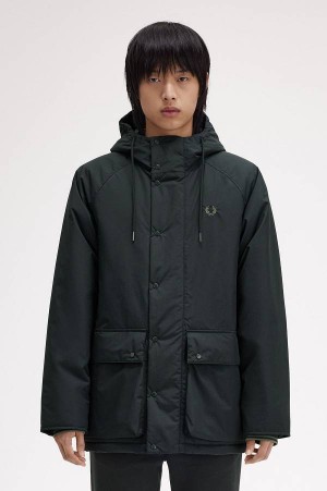 Fred Perry Padded Zip Through Jacket Night Green | FP69841