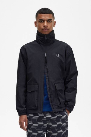 Fred Perry Patch Pocket Zip Through Jacket Black | FP69846