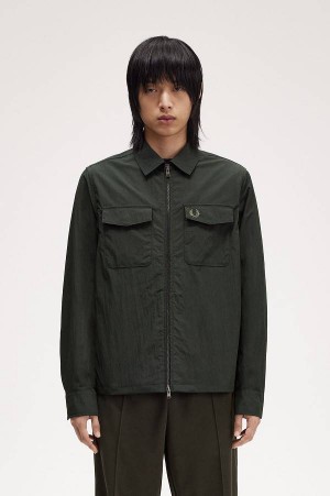 Fred Perry Pocket Overshirt Night Green | FP70057