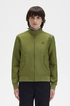 Fred Perry Printed Lining Zip-Through Jacket Parka Green | FP70485