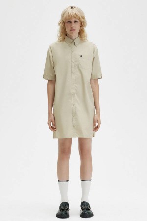 Fred Perry Relaxed Shirt Dress Light Oyster | FP70489