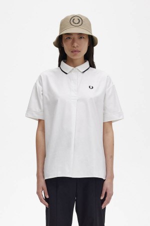 Fred Perry Rib Collar Shirt Snow White | FP70557