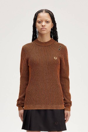 Fred Perry Ribbed Mock Neck Top Marmalade | FP70581