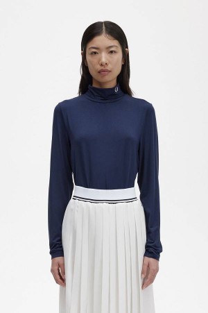 Fred Perry Roll Neck Top Navy | FP70556