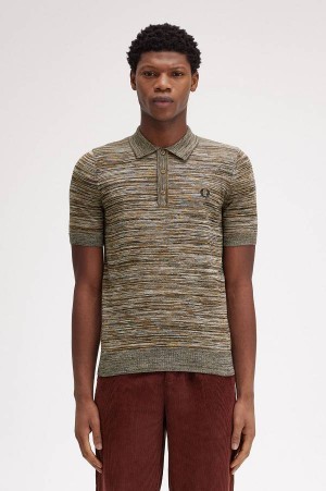 Fred Perry Space Dye Knitted Shirt Shaded Stone | FP70122