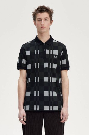 Fred Perry Split Chequerboard Polo Shirt Limestone | FP70039