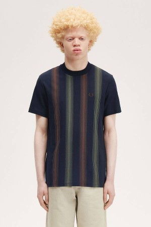 Fred Perry Stripe T-Shirt Navy | FP70181