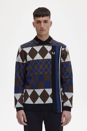 Fred Perry Striped Panel Argyle Jumper Multicolor | FP70117