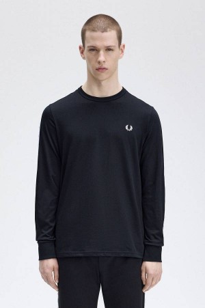Fred Perry Taped Long Sleeve T-Shirt Black | FP70211