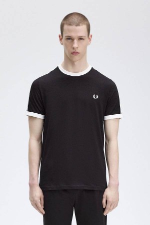 Fred Perry Taped Ringer T-Shirt Black | FP70222