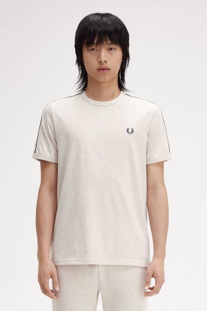 Fred Perry Taped Ringer T-Shirt Porridge Marl | FP70196