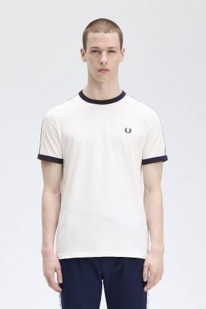 Fred Perry Taped Ringer T-Shirt Snow White | FP70217