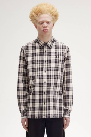 Fred Perry Tartan Twill Shirt Porridge Marl | FP70062