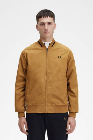 Fred Perry Tennis Bomber Jacket Dark Caramel | FP69829