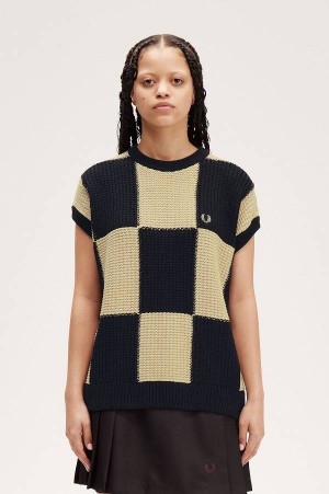 Fred Perry Textured Chequerboard Tank Black | FP70587