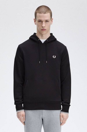 Fred Perry Tipped Hooded Sweatshirt Black | FP70109