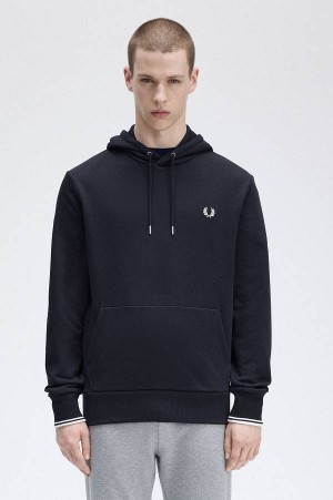 Fred Perry Tipped Hooded Sweatshirt Navy | FP70080