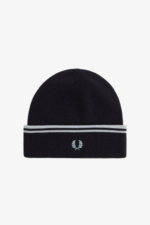 Fred Perry Twin Tipped Beanie Navy/Silver Blue | FP70394