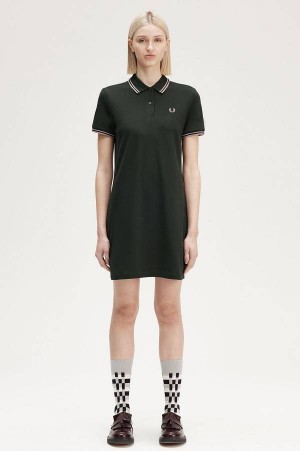 Fred Perry Twin Tipped Fred Perry Dress Night Green/Dark Pink | FP70507