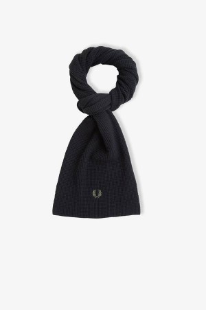 Fred Perry Waffle Knit Scarf Black | FP70422