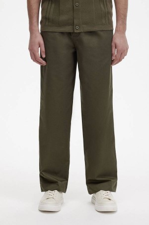 Fred Perry Wide Leg Drawstring Trouser Uniform Green | FP70276
