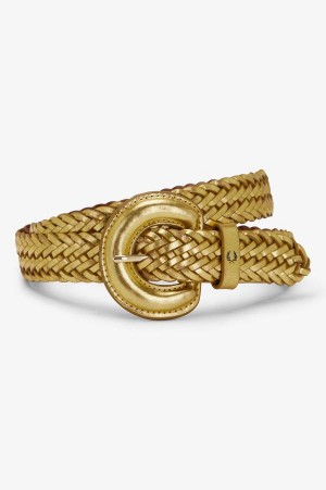 Fred Perry Woven Leather Belt Gold | FP70467