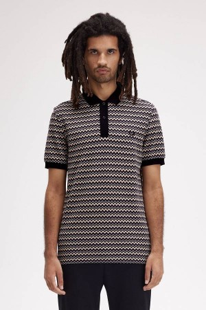 Fred Perry Zig Zag Print Fred Perry Shirt Snow White | FP69885