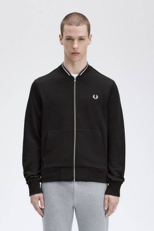 Fred Perry Zip Through Sweatshirt Black | FP70106